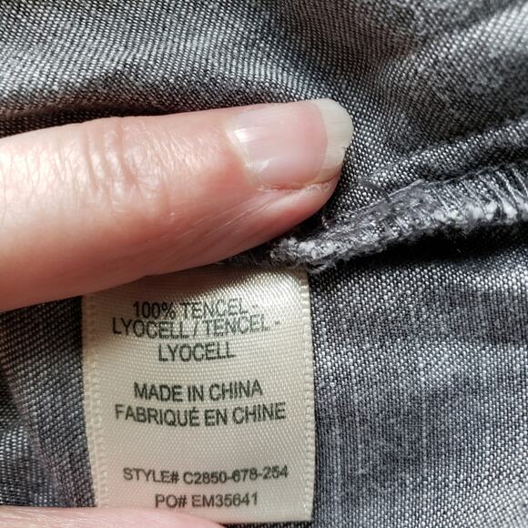 Cloth & Stone Gray Split V Neck Tencel Tunic Top XS - Picture 10 of 11